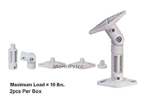 Monoprice Adjustable 10 lb Capacity Speaker Wall Mount Brackets Pair White - Image 3