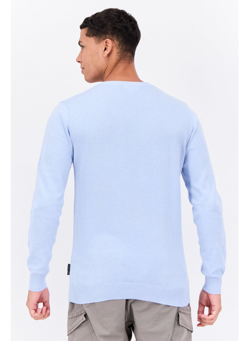 French Connection Men Crew Neck Knitted Sweater, Light Blue  - Image 3