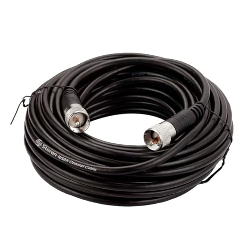 STEREN RG8X Coaxial Cable 50 ft, CB Coax Cable with PL259 UHF Connectors, Male to Male Low Loss 50 Ohm for HAM Radio, LMR400, Antenna Analyzer - Image 1