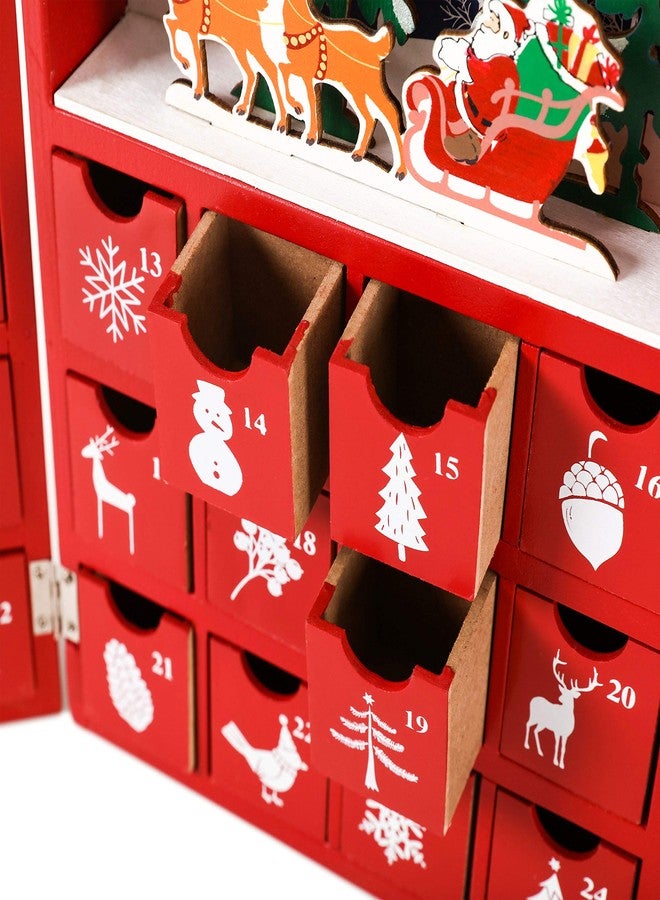 BRUBAKER Reusable Wooden Advent Calendar to Fill - Red Christmas Book with 24 Doors - DIY Christmas Calendar 8.27 x 3.54 x 11.81 inches - Image 3