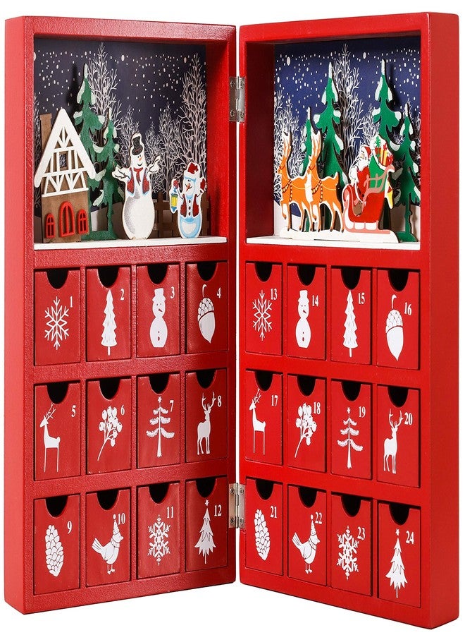 BRUBAKER Reusable Wooden Advent Calendar to Fill - Red Christmas Book with 24 Doors - DIY Christmas Calendar 8.27 x 3.54 x 11.81 inches - Image 2