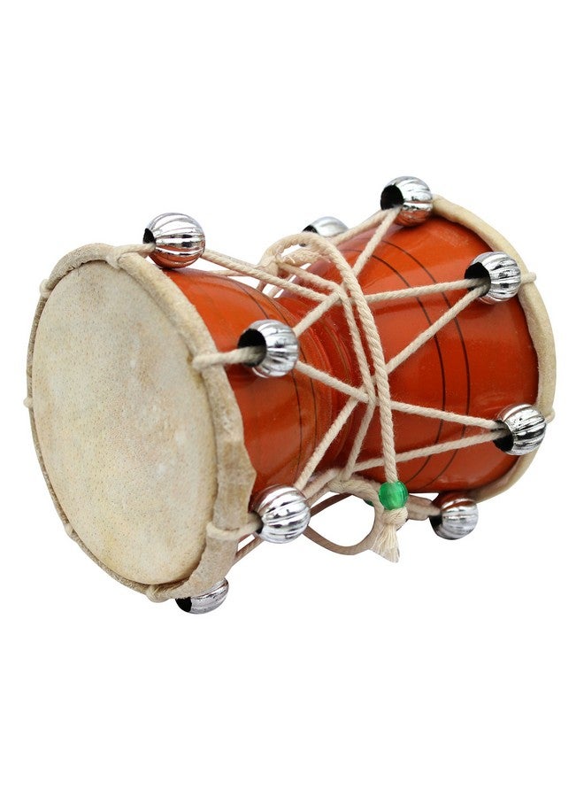 ITOS365 Handmade Damroo for Kids Indian Musical Instrument Orange Damru Toy Gift - Image 2