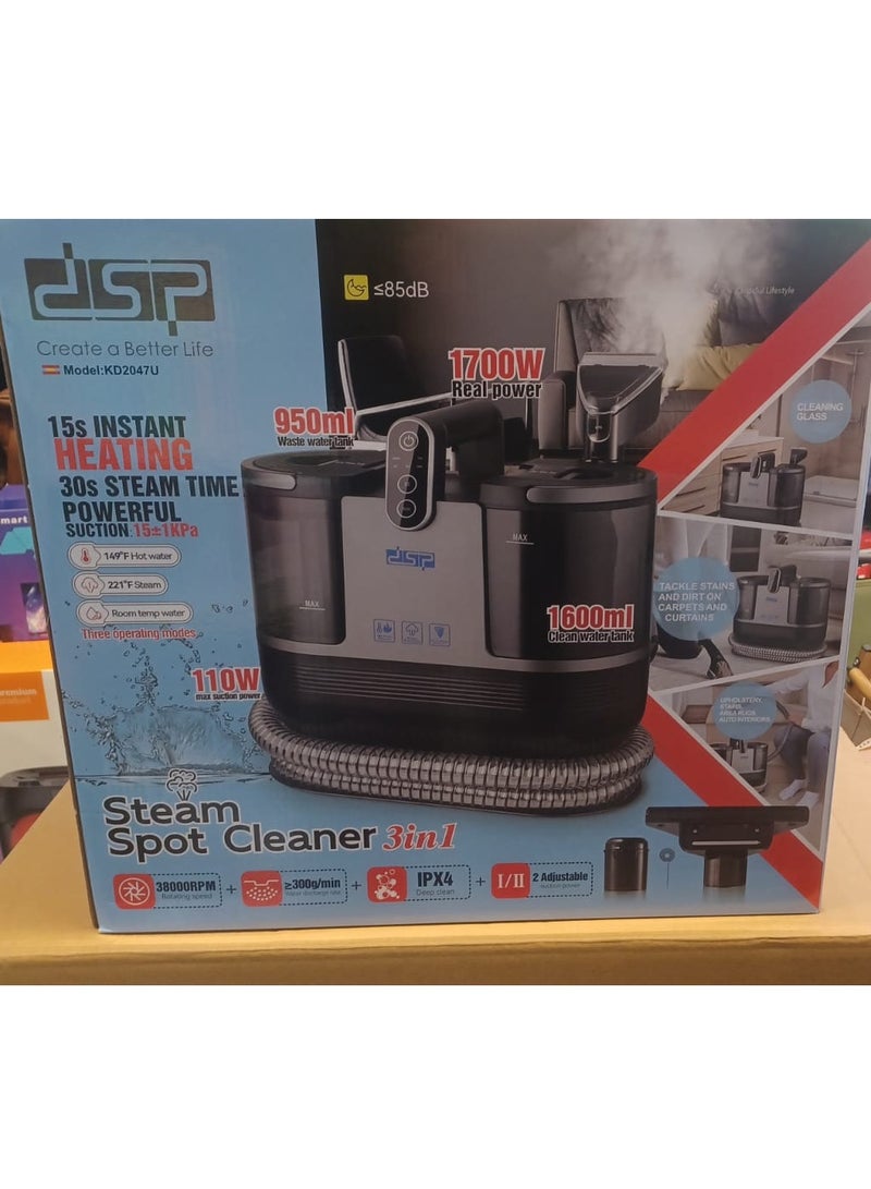 DSP KD2047U Portable 3-in-1 Spot Cleaner – 1700W Powerful Motor, Lightweight Multifunctional Vacuum with Dual Tank (1.25L/950ml) for Sofa, Carpet, Car, and Pet Pads – 2025 Version - Image 1