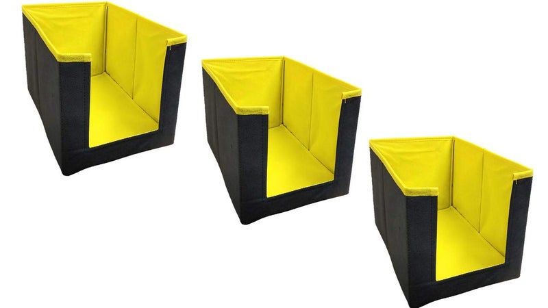UNICRAFTS Shirt Stacker Wardrobe Organizer Clothing Organizer Cloth Cover Almirah Organizer and Storage for Clothes Non Woven Foldable WardrobeCloset Organizer Pack of 3 Pc Yellow Wardrobe Storage - Image 1
