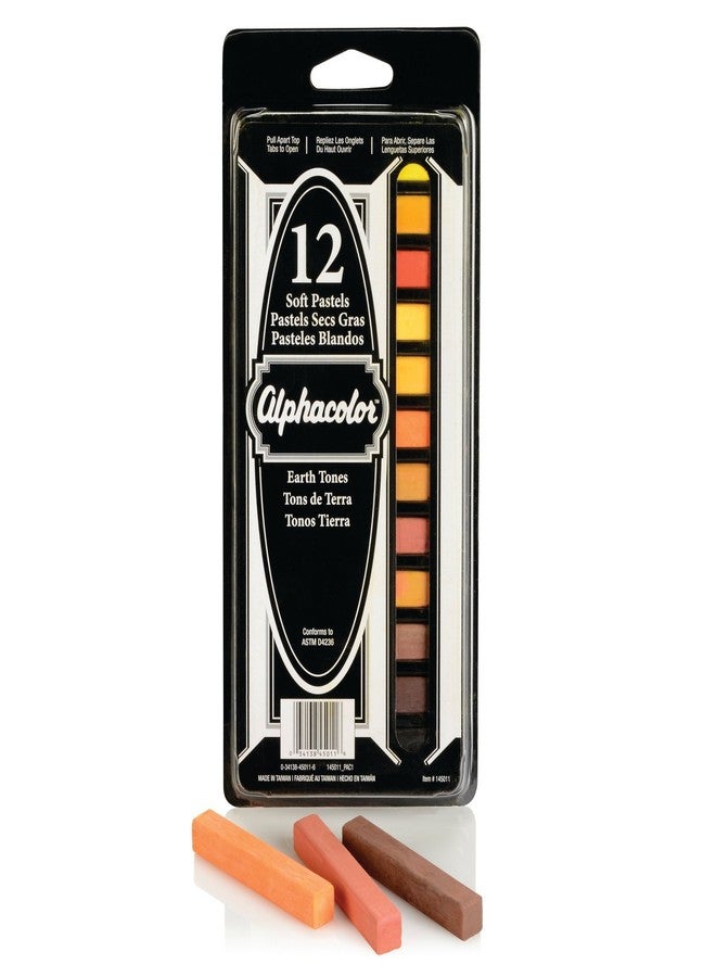 Derwent Alphacolor Soft Square Pastels, Earth Tones, 12 Pastels per Set (145011) - Image 1