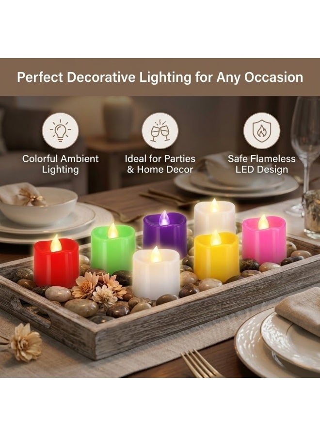 12 Pcs Flameless LED Tealight Candles, Battery Operated Flickering Tea Lights, Multicolor Decorative LED Candles for Home, Anniversary, Wedding Centerpiece Table Decor, Funeral, Halloween & Party Décor - Image 3
