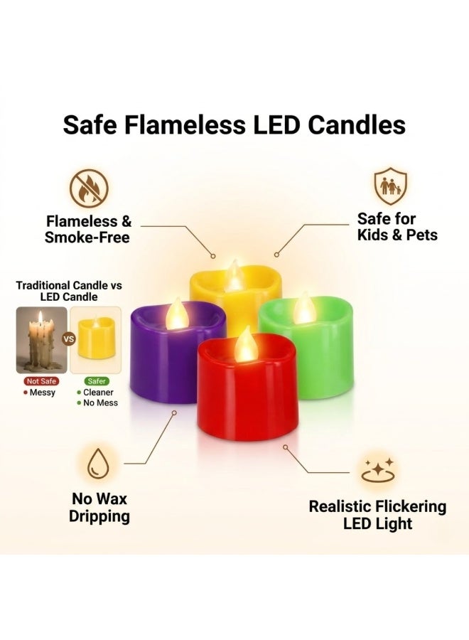 12 Pcs Flameless LED Tealight Candles, Battery Operated Flickering Tea Lights, Multicolor Decorative LED Candles for Home, Anniversary, Wedding Centerpiece Table Decor, Funeral, Halloween & Party Décor - Image 4