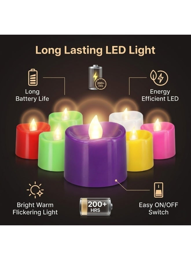 12 Pcs Flameless LED Tealight Candles, Battery Operated Flickering Tea Lights, Multicolor Decorative LED Candles for Home, Anniversary, Wedding Centerpiece Table Decor, Funeral, Halloween & Party Décor - Image 5