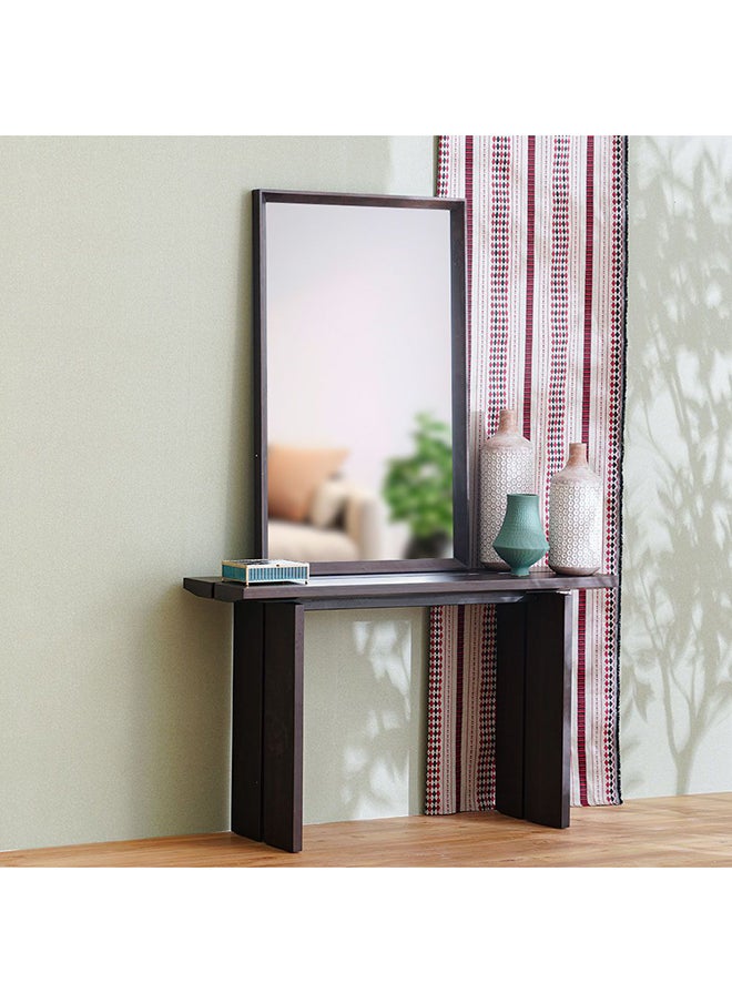 DANUBE HOME - Merriton Console Table With Mirror Multifunctional Living Room Table Space Saving Hallway Table Modern Design Console Table For Narrow Doorway L 135x40x80 cm Walnut - Image 1