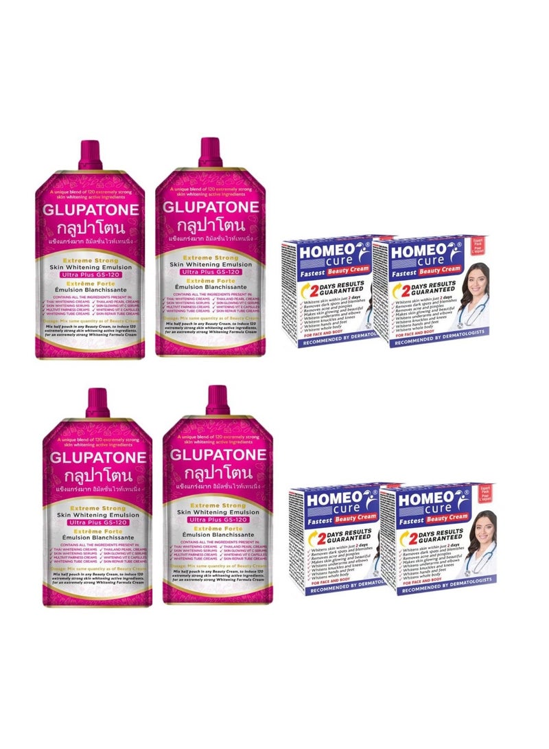 Extreme Strong Whitening Emulsion 50ml With Homeo Cure Cream Pack Of 4 Each