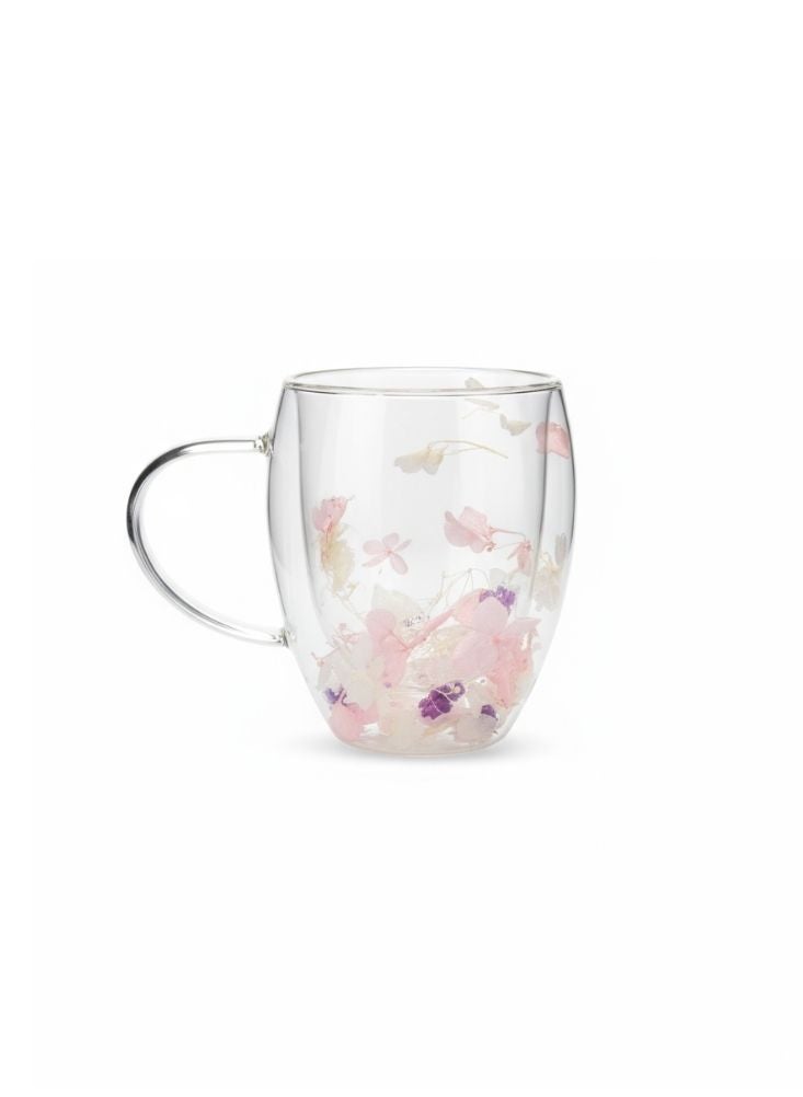 Glass Transparent Glass Mug with Floral Design - Image 1
