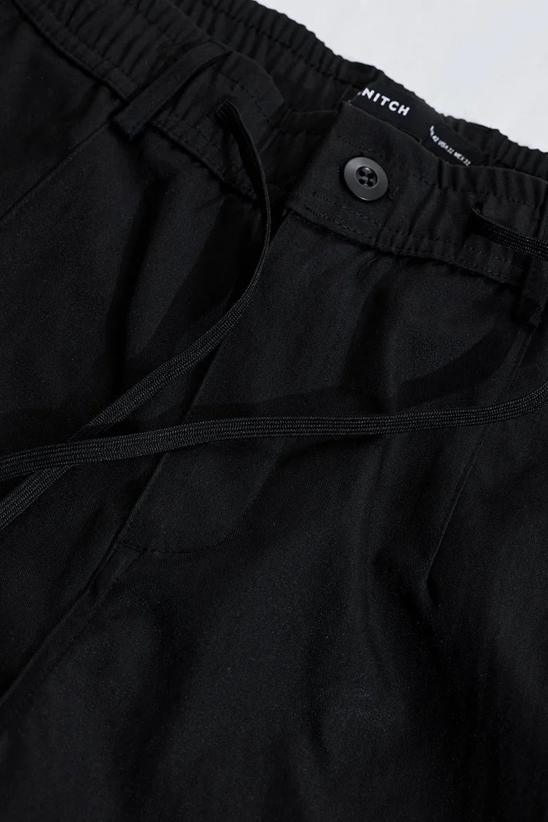SNITCH بنطلون كارجو أسود بخصر متوسط وقصة مريحة