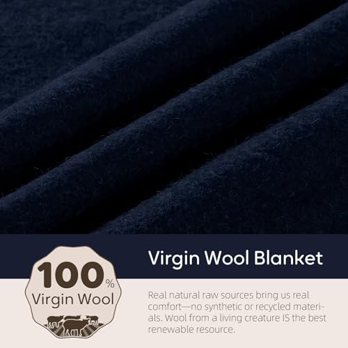 Molithe 100% Wool Blanket, 62" x 86", Warm, Thick, Washable, Military Wool Blanket, Great for Camping, Outdoors, Sporting Events, Survival Kits - Image 3