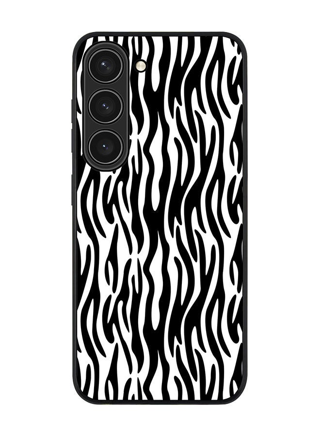 Stylizedd Rugged Black edge case for Samsung Galaxy S23 5G Slim fit Soft Case Flexible Rubber Edges Anti Drop TPU Gel Thin Cover - Zebra Stripes - Image 1