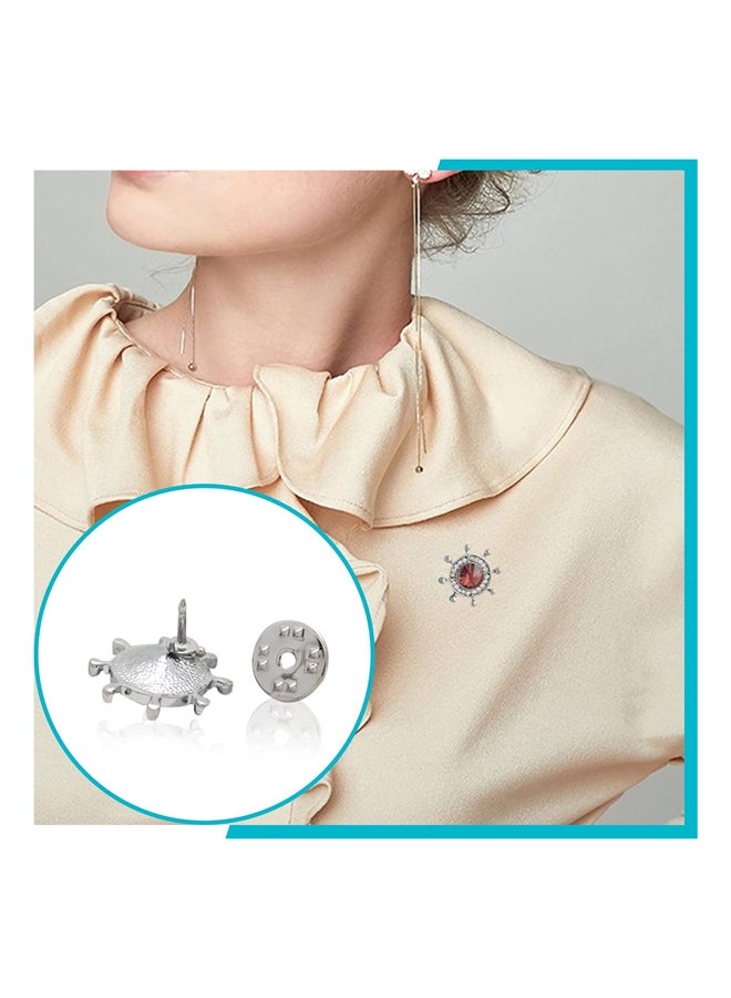 مجموعة أزرار بروش نحاسية 100 قطعة، أزرار بروش ذهبية وفضية مع دبابيس فارغة بديلة 11.5 × 8 مم، لوازم خياطة الملابس، نحاس - Image 3