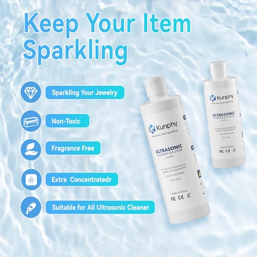 kunphy Jewelry Cleaner Solution -Ultrasonic Cleaner Solution for Gold, Silver, Platinum Diamonds and Non-Porous Precious & Semi-Precious Jewelry 4 oz(120ml) - Image 2