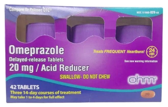 Ohm Omeprazole Tablets, Delayed-Release Tablets, 20mg Acid Reducer, 42 Tablets - Image 1