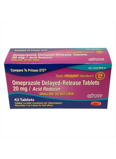 Ohm Omeprazole Tablets, Delayed-Release Tablets, 20mg Acid Reducer, 42 Tablets  - Image 1