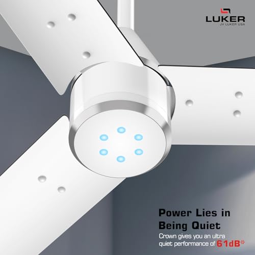 LUKER JVLuker USA Crown 1200mm BLDC Ceiling Fans with Remote, BEE 5 star Rated Energy Saving Ceiling Fan for Living Room, High Air Delivery with LED Indicators, White-White-Chrome - Image 3