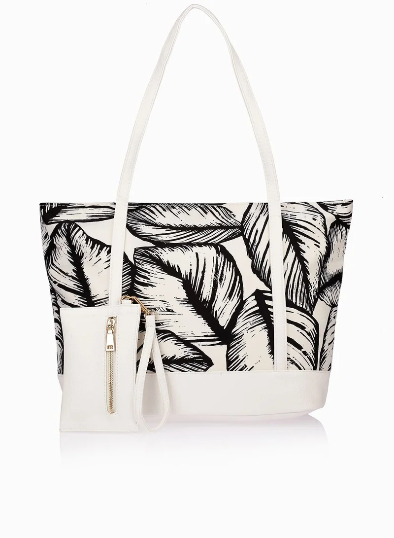 Ginger Leaf Print Shopper