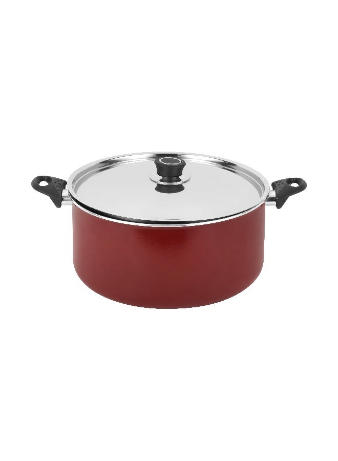 Royalford RF393C30 Aluminium Non-Stick Cooking pot with Stanless Steel Lid 30 CM - Portable Durable with Ergonomic Handle & Non-Stick Coating | Ideal for Stews to Curry's, Pasta Dishes & More Red - Image 3