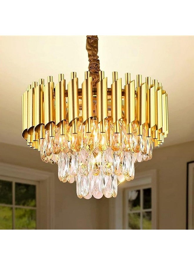 SINOMAN ثريا كريستال دائرية LED من SINOMAN مع تشطيب ذهبي، ضوء سقف فاخر، ضوء معلق أنيق لغرفة المعيشة، غرفة الطعام، المدخل أو غرفة النوم (400 مم) - Image 1