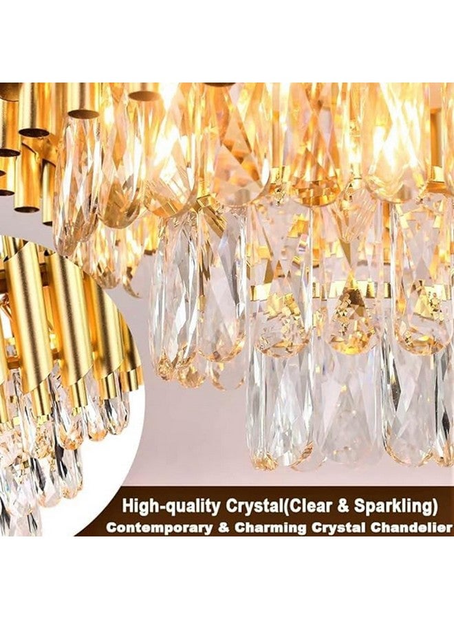 SINOMAN ثريا كريستال دائرية LED من SINOMAN مع تشطيب ذهبي، ضوء سقف فاخر، ضوء معلق أنيق لغرفة المعيشة، غرفة الطعام، المدخل أو غرفة النوم (400 مم) - Image 4