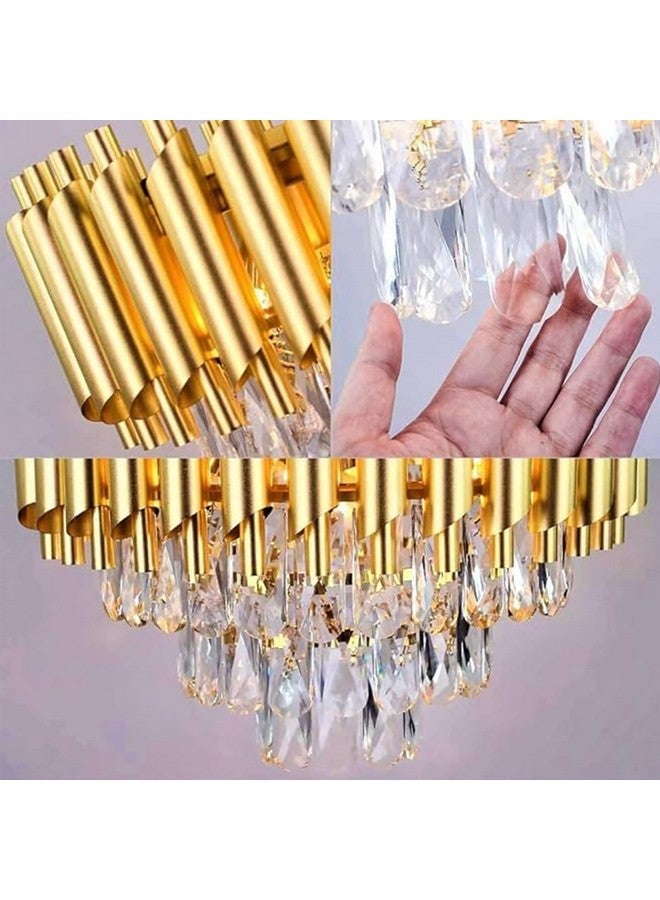 SINOMAN ثريا كريستال دائرية LED من SINOMAN مع تشطيب ذهبي، ضوء سقف فاخر، ضوء معلق أنيق لغرفة المعيشة، غرفة الطعام، المدخل أو غرفة النوم (400 مم) - Image 5