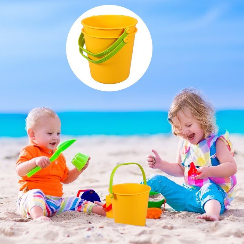 2pcs Beach Sand Bucket Beach Pail Bucket Seaside Water Bucket Playthings with Handle - Image 1