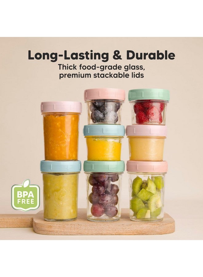 KeaBabies 4Pk 8Oz & 4Pk 4Oz Glass Baby Food Containers - Leak-Proof, Microwavable Small Baby Glass Jars With Lids,Baby Food Storage Containers,Baby Snack Containers,Bpa-Free Baby Food Jars(Musk Dusk) - Image 4