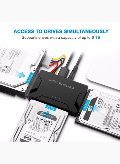 USB إلى SATA محول 3.0 قارئ محرك الأقراص الصلبة الخارجي محول الاسترداد الفائق مجموعة محول القرص الصلب العالمي لقرص الأقراص الثابتة 2.5 / 3.5 HDD / SSD يتضمن محول طاقة 12 فولت / 2 أمبير