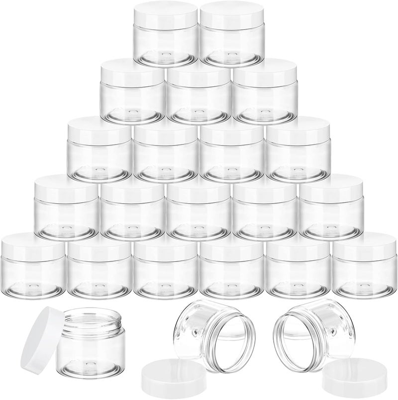 SATINIOR 36 Pieces Plastic Jars with Lids Round Clear Container Leak Proof Airtight Cosmetic Small Empty Jars for Lotions Ointments Travel Toiletries Creams Make up Storage(1.5 oz,White)