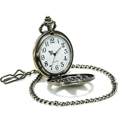 SEWOR Japan Quartz Movement Pocket Watch with Double Chain (Metal & Leather) (Eagle) - Image 5