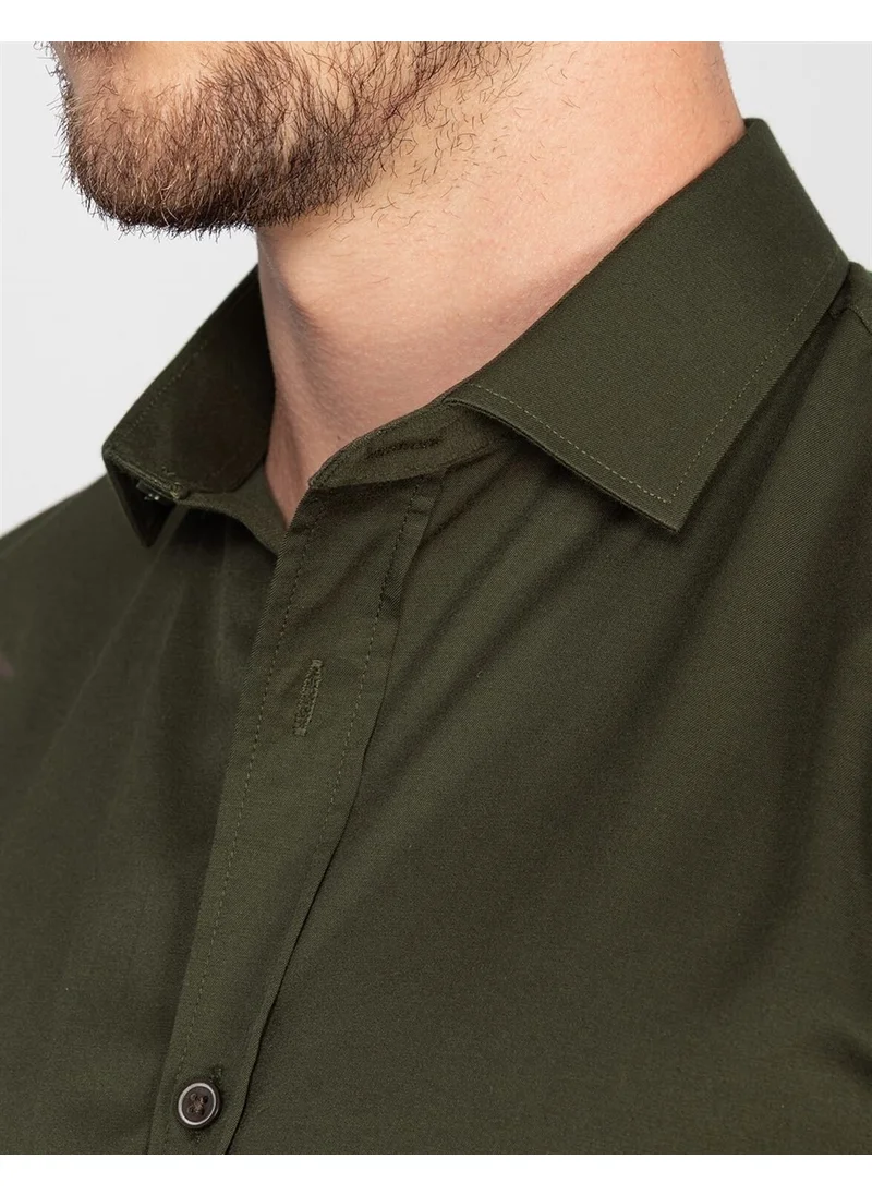 Tudors Slim Fit Lycra Plain Satin Men's Shirt
