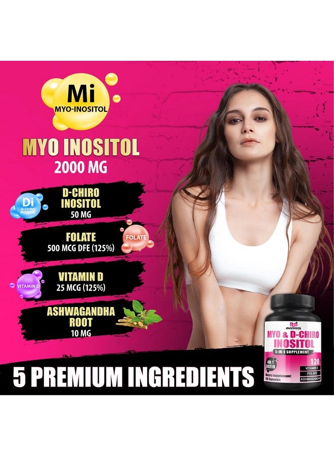 BMVINVOL BMVINVOL 2,050mg Myo-Inositol & D-Chiro Inositol Capsules with Folate, Vitamin D- Hormone Balance & Ovarian Support for Women - Ideal 40:1 Ratio - 120 Capsules - Image 5