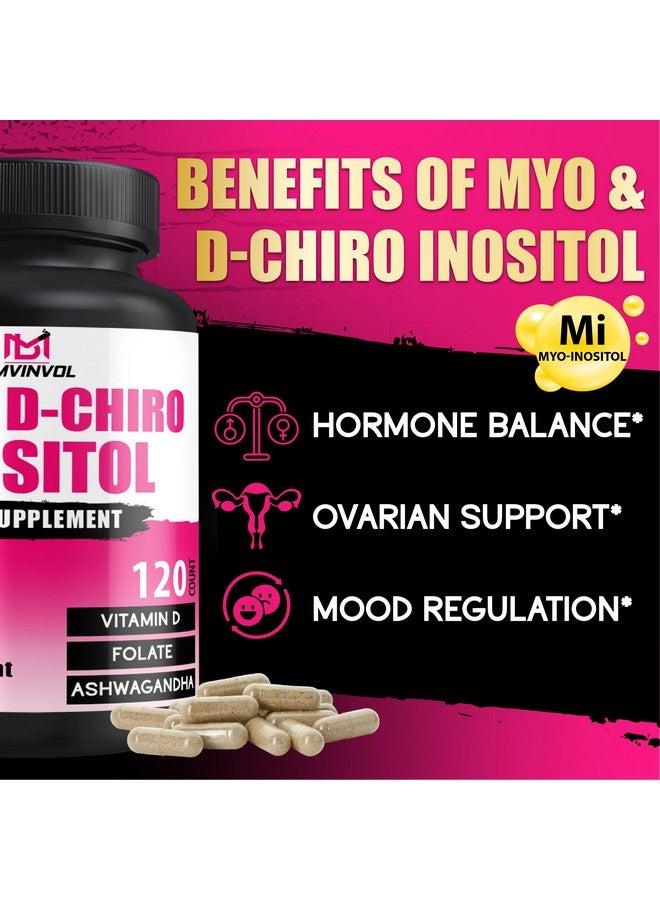 BMVINVOL BMVINVOL 2,050mg Myo-Inositol & D-Chiro Inositol Capsules with Folate, Vitamin D- Hormone Balance & Ovarian Support for Women - Ideal 40:1 Ratio - 120 Capsules - Image 3