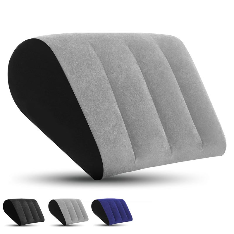 Prosixtoy Portable Wedge Pillow Inflatable Cushion Body Positioners Lightweight Wedge Pillow for Sleeping Leg Elevation Use in Bed Travel Camping Fast Inflating Deflation Grey