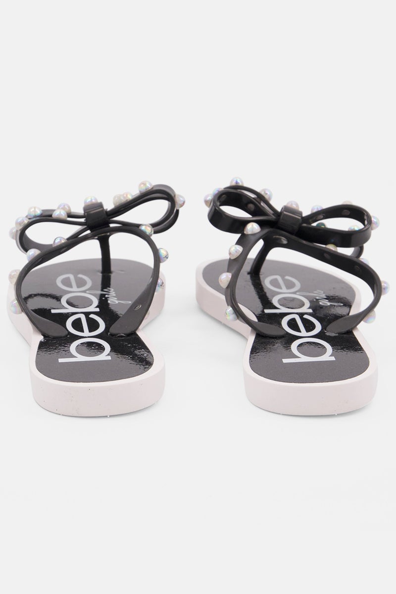 bebe Kids Girl Slip On Slipper, Black  - Image 2