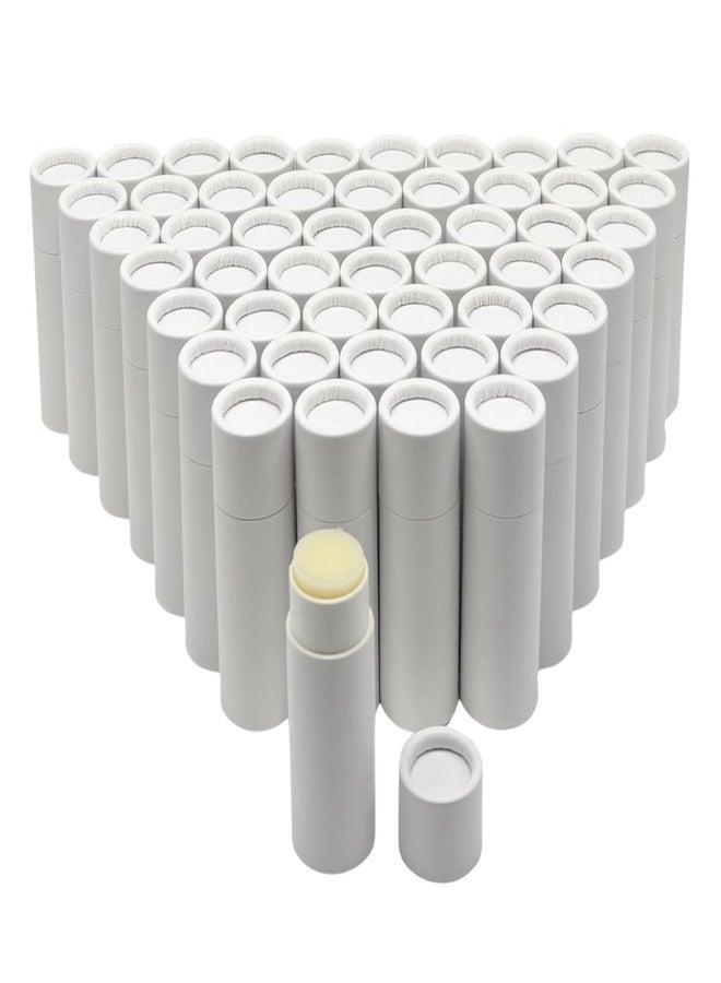 GREENWAY CONTAINERS GreenWay 0.15oz / 4.25g Kraft Paperboard Lip Balm Tubes with Lids - 50 Pack Lip Gloss Tubes Refillable DIY Cosmetic Containers - Extra Thick Push-Up Bottom Lip Balm Containers - White - Image 1