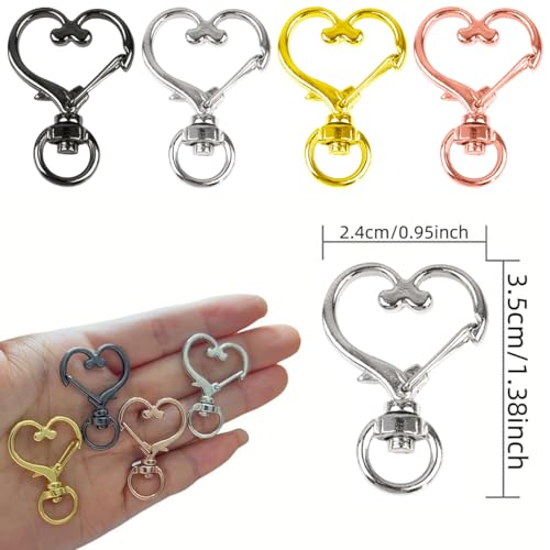 Segauin 50Pcs Heart-Shaped Swivel Snap Hooks, Metal Spring Snap Keychains Heart Clips Trigger Keychain Hook Lobster Clasps Bulk for Lanyard Hanging Jewelry Making Charms DIY Crafts Supplies Silver - Image 2
