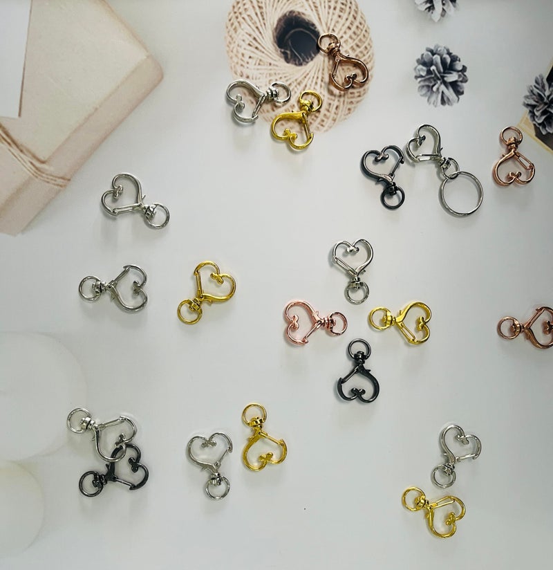 Segauin 50Pcs Heart-Shaped Swivel Snap Hooks, Metal Spring Snap Keychains Heart Clips Trigger Keychain Hook Lobster Clasps Bulk for Lanyard Hanging Jewelry Making Charms DIY Crafts Supplies Silver - Image 4