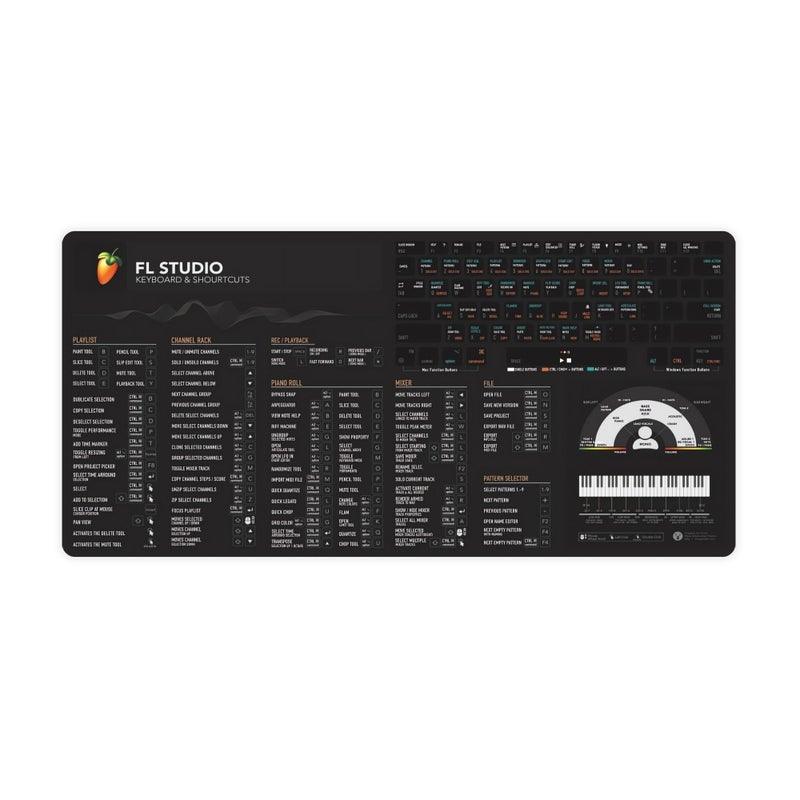 Large Multicolor FL Studio Shortcuts Desk Mat 31.5x15.75 Inch for Gaming - Image 1