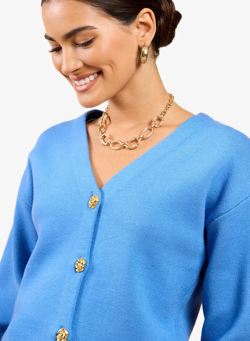 Little Mistress  Blue Button Cardi for Women | Best Price UAE