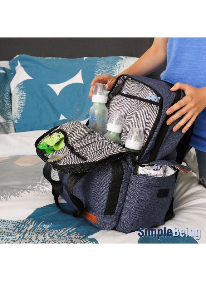 Simply Life Water-Resistant Oxford Polyester Baby Diaper Bag Backpack Navy Blue 37.5 x 15 x 45 cm  - Image 4