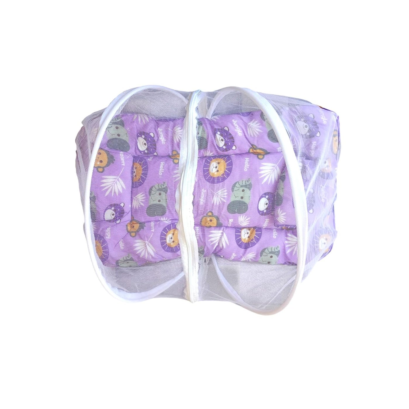 Foldable Baby Bed with Mosquito Net 06 Months Cotton Newborn Baby Crib Sleeping Mattress with Zip Closure 28 18 Inches Light Purple