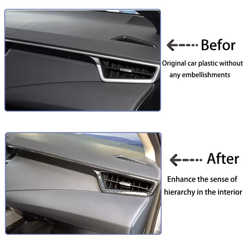 ANUNFRRE Car Accessories Fit for Toyota Corolla 2020-2025 Interior ABS Center Console Screen Dash Board Side Air Conditioning A/C Vent Panel Frame Trim 3PCS Set (Carbon Fiber) - Image 3