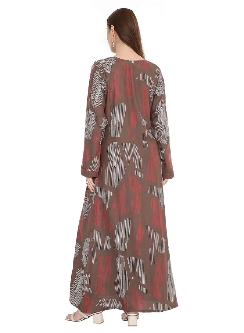 HANA & SARA BEAUTIFUL PRINTED LONG ARABIC KAFTAN FARASHA JALABIYA DRESSES