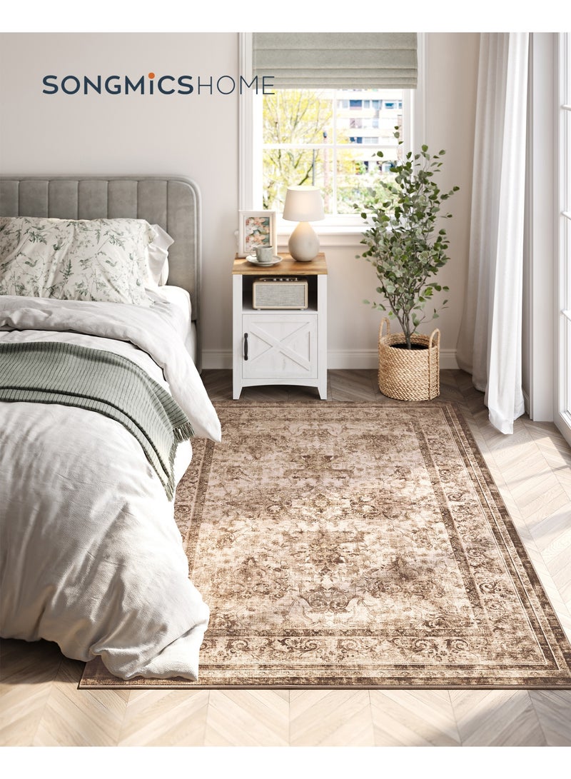 SONGMICS HOME Area Rug, 4x6 ft Living Room Rug, Non-Slip Carpet, Farmhouse Style Rug, Home Decor, for Bedroom, Kitchen, Entryway, Dining Room, Machine Washable, Cappuccino Beige - Image 2