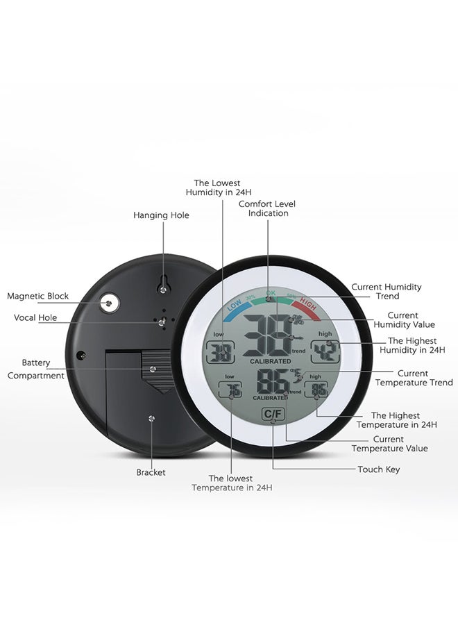 Digital Indoor Thermometer And Hygrometer Black/White/Grey 9x9x2.3centimeter - Image 5