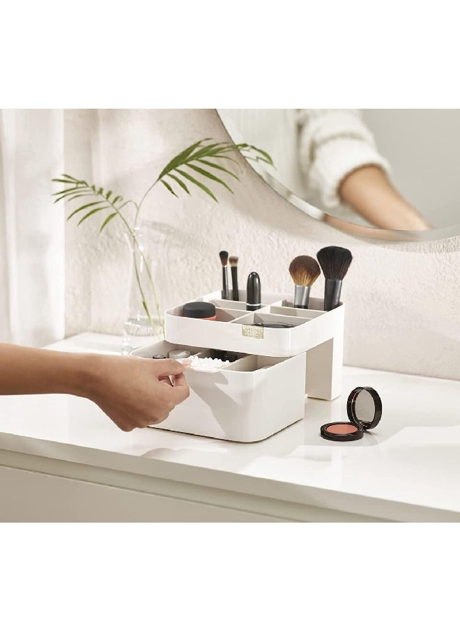 Joseph Joseph Viva Compact and Durable Cosmetic Organiser with Drawer Off White 12 x 18.5 x 19.5 cm 75004  - Image 3
